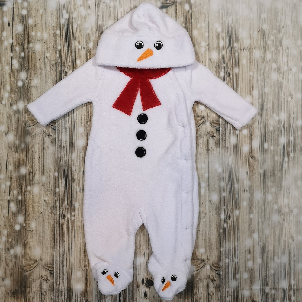 ☃️ Snowman Thick Footie ; 3-6 Months